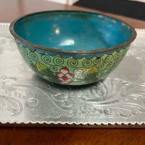 Vintage cloisonné Decorative Floral Bowl